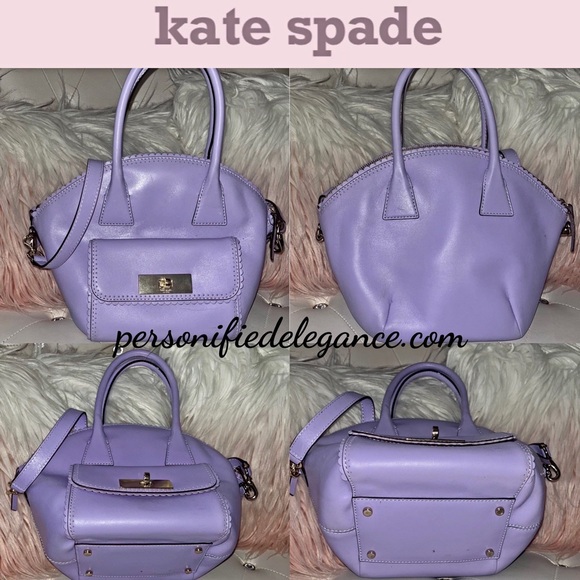 Kate Spade Palm Springs Maggie Lavender Scalloped Leather Medium Satchel - Picture 16 of 16